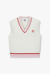 WAAC 23FW WOMEN'S CABLE V NECK KNIT VEST WHITE